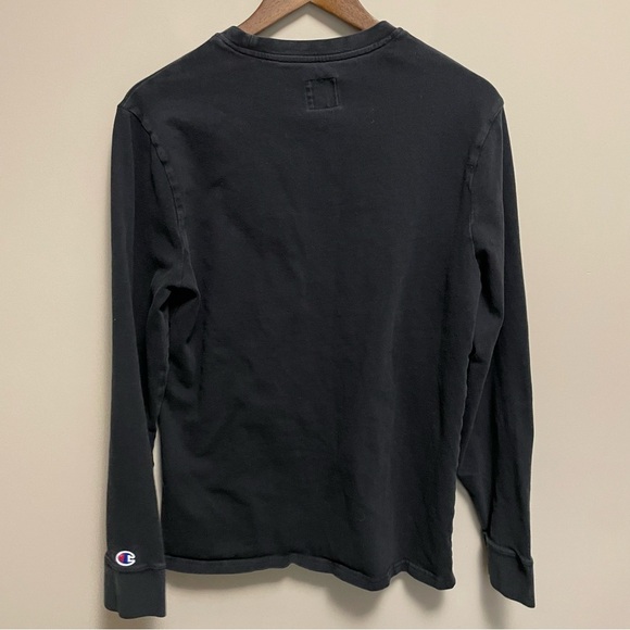 Champion Essential Black Long Sleeve Tee 100% Cotton Men’s Medium - Picture 8 of 10